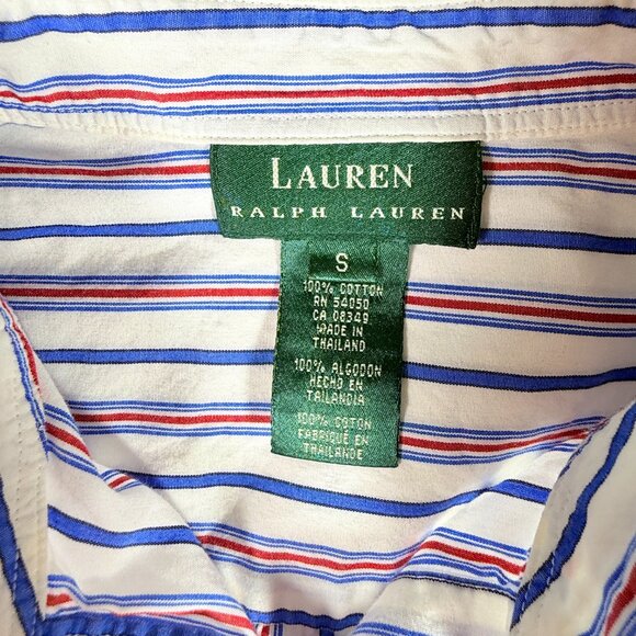 Lauren Ralph Lauren Shirt Mens Small Blue Red White Stripe Cotton Button Down - Picture 2 of 7